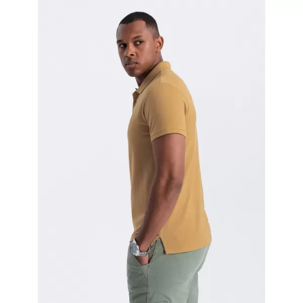  Mens t -phirt gallérral OMBRE OM-POBS-0100 MUSTÁR 