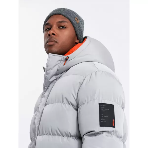  Férfi téli kabát OMBRE OM-JAHP-0208 SZÜRKE 