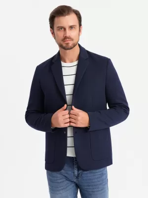 Kabát OMBRE OM-BLZB-0133 SÖTÉTKÉK
