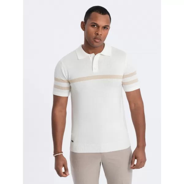  Mens t -phirt gallérral OMBRE OM-POSS-0118 KRÉM 