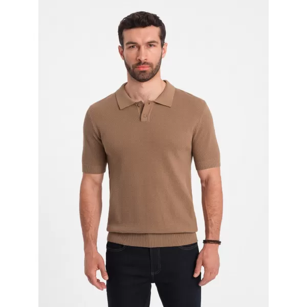  Mens t -phirt gallérral OMBRE OM-POSS-0117 VILÁGOSBARNA 
