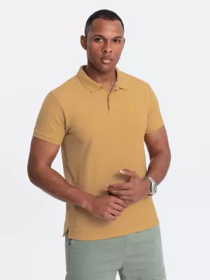 Mens t -phirt gallérral OMBRE OM-POBS-0100 MUSTÁR