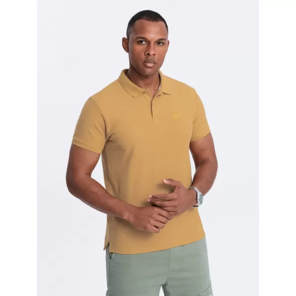  Mens t -phirt gallérral OMBRE OM-POBS-0100 MUSTÁR 