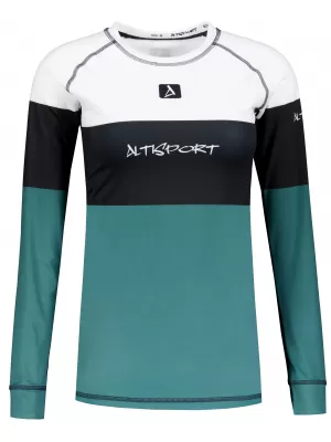 Női funkcionális termo t -póló hosszú ujjú prémium ALTISPORT VOJ/ALW051TER01 FEHÉR -ZÖLD
