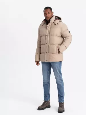 Férfi téli kabát OMBRE OM-JAHP-0205 BÉZS