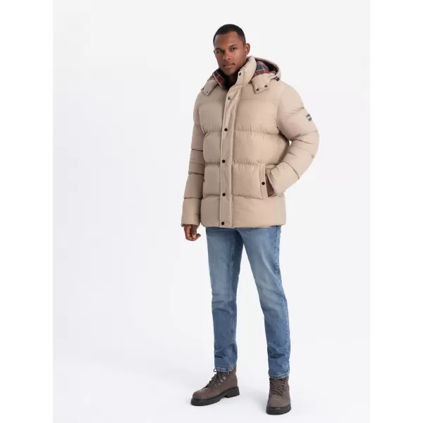 Férfi téli kabát OMBRE OM-JAHP-0205 BÉZS 