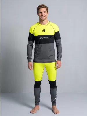 Férfi funkcionális termo nadrág prémium ALTISPORT VOJ/ALM051TER02 NEON SÁRGA/SZÜRKE