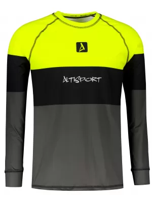 Férfi funkcionális termo t -phirt hosszú ujjú prémiummal ALTISPORT VOJ/ALM051TER01 NEON SÁRGA/SZÜRKE