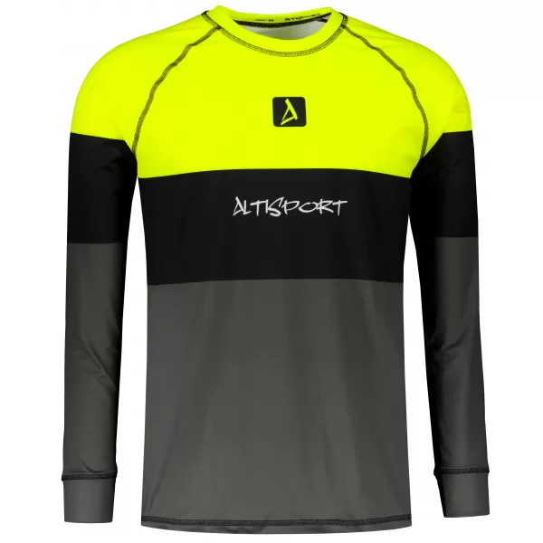  Férfi funkcionális termo t -phirt hosszú ujjú prémiummal ALTISPORT VOJ/ALM051TER01 NEON SÁRGA/SZÜRKE 