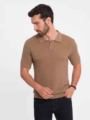 Mens t -phirt gallérral OMBRE OM-POSS-0117 VILÁGOSBARNA