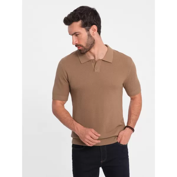  Mens t -phirt gallérral OMBRE OM-POSS-0117 VILÁGOSBARNA 