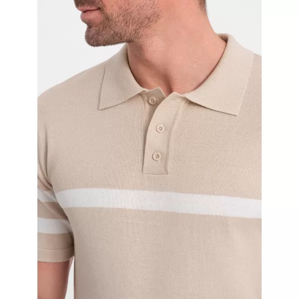  Mens t -phirt gallérral OMBRE OM-POSS-0118 BÉZS 