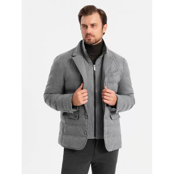  Kabát OMBRE OM-JALP-0170 SZÜRKE 