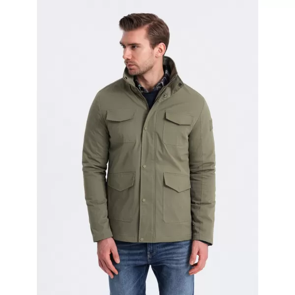  Kabát OMBRE OM-JALP-0167 KHAKI 