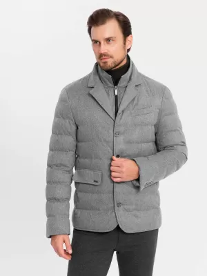 Kabát OMBRE OM-JALP-0170 SZÜRKE