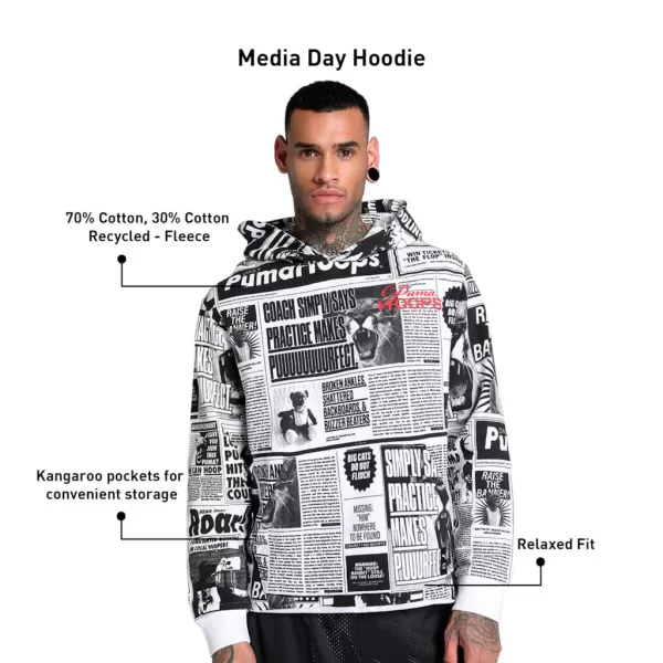  Férfi pulóver PUMA MEDIA DAY HOODIE FEKETE 