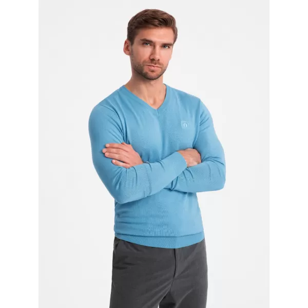  Férfi pulóver OMBRE OM-SWBS-0107 VILÁGOSKÉK 