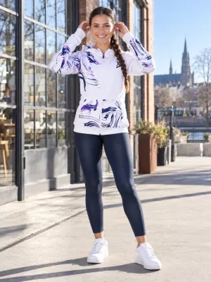 Női pulóver a zip prémiumon ALTISPORT VOJ/ALW064MI02 FEHÉR -VIOLET