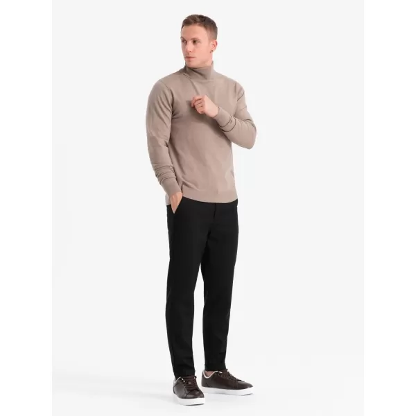  Férfi pulóver OMBRE OM-SWTN-0127 SÖTÉT BÉZS 