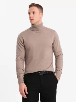 Férfi pulóver OMBRE OM-SWTN-0127 SÖTÉT BÉZS