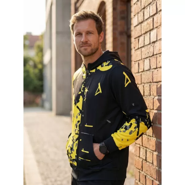  Férfi pulóver a zip prémiumon ALTISPORT VOJ/ALM057MI02 FLUO SÁRGA 