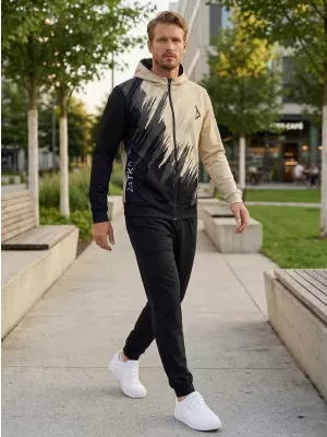 Férfi pulóver a zip prémiumon ALTISPORT VOJ/ALM006MI02 FEKETE -BROWN