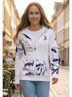Női pulóver a zip prémiumon ALTISPORT VOJ/ALW064MI02 FEHÉR -VIOLET