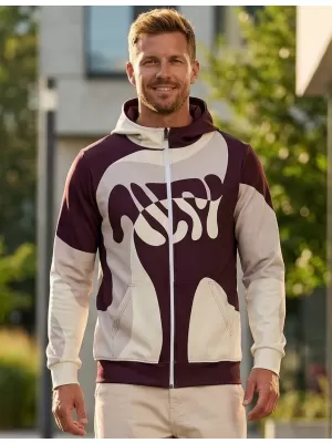 Férfi pulóver a zip prémiumon ALTISPORT VOJ/ALM056MI02 BÉZS/PIROS