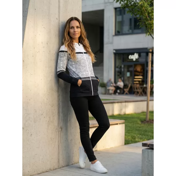  Női pulóver a zip prémiumon ALTISPORT VOJ/ALW023MI02 FEKETE -FEHÉR 