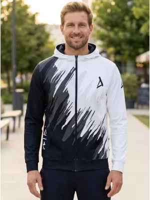 Férfi pulóver a zip prémiumon ALTISPORT VOJ/ALM006MI02 FEKETE -FEHÉR