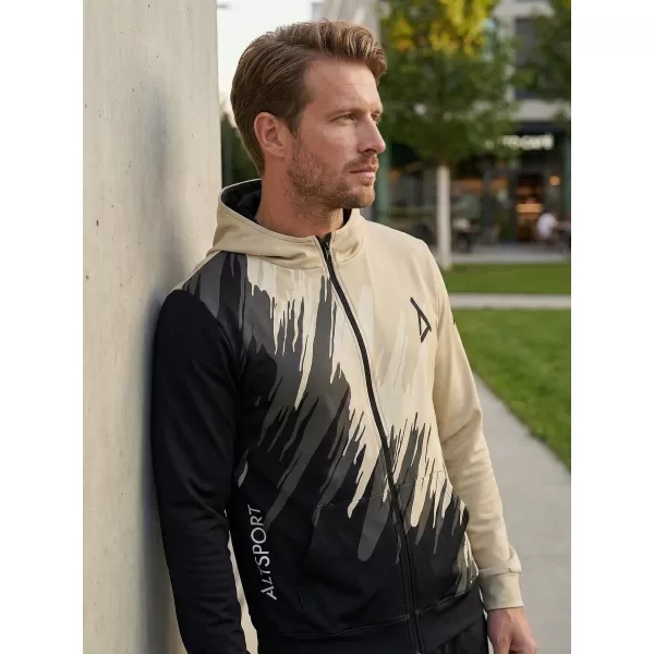  Férfi pulóver a zip prémiumon ALTISPORT VOJ/ALM006MI02 FEKETE -BROWN 
