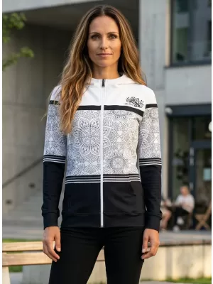 Női pulóver a zip prémiumon ALTISPORT VOJ/ALW023MI02 FEKETE -FEHÉR