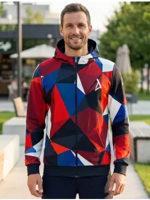 Férfi pulóver a zip prémiumon ALTISPORT VOJ/ALM007MI02 TENGERÉSZETI KÉK/PIROS