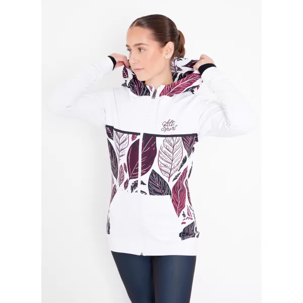  Női pulóver a zip prémiumon ALTISPORT VOJ/ALW061MI02 FEHÉR/BURGUNDIA 