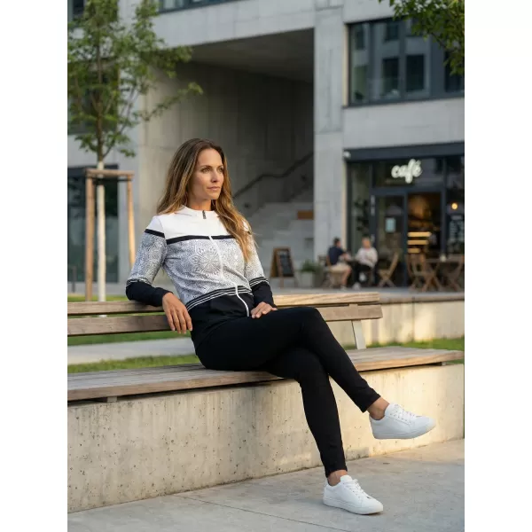  Női pulóver a zip prémiumon ALTISPORT VOJ/ALW023MI02 FEKETE -FEHÉR 