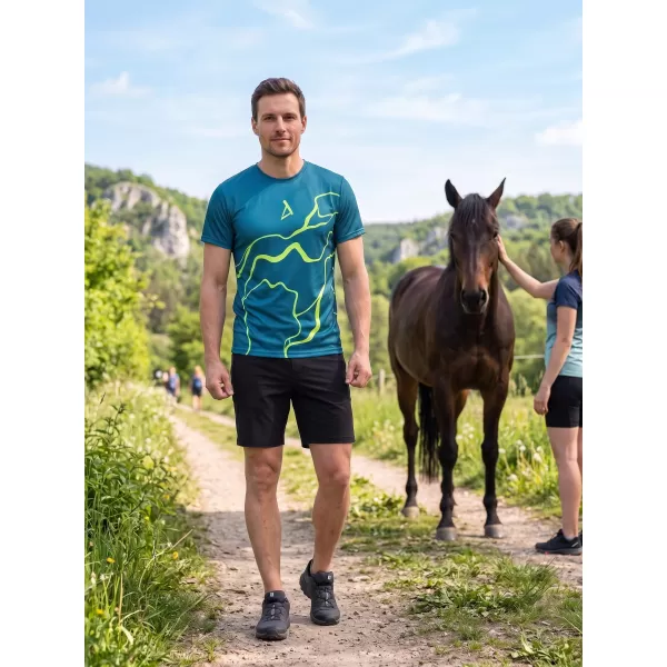  Férfi funkcionális T -piró prémium ALTISPORT VOJ/ALM073TR01 NAVY-FLUO SÁRGA 