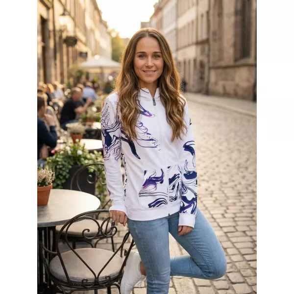  Női pulóver a zip prémiumon ALTISPORT VOJ/ALW064MI02 FEHÉR -VIOLET 