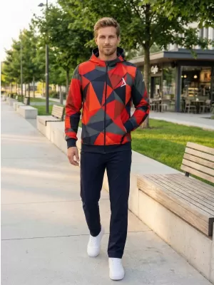 Férfi pulóver a zip prémiumon ALTISPORT VOJ/ALM007MI02 PIROS