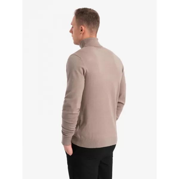  Férfi pulóver OMBRE OM-SWTN-0127 SÖTÉT BÉZS 