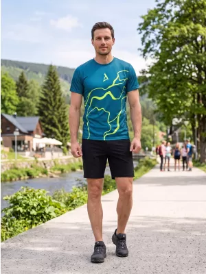 Férfi funkcionális T -piró prémium ALTISPORT VOJ/ALM073TR01 NAVY-FLUO SÁRGA