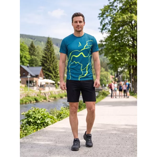  Férfi funkcionális T -piró prémium ALTISPORT VOJ/ALM073TR01 NAVY-FLUO SÁRGA 