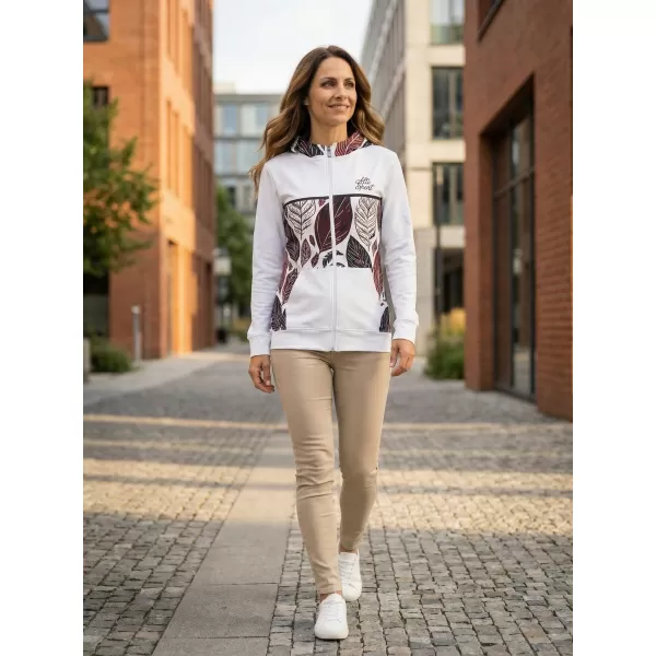  Női pulóver a zip prémiumon ALTISPORT VOJ/ALW061MI02 FEHÉR/BURGUNDIA 