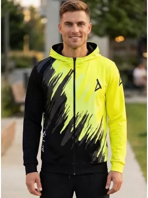Férfi pulóver a zip prémiumon ALTISPORT VOJ/ALM006MI02 FEKETE -SÁRGA
