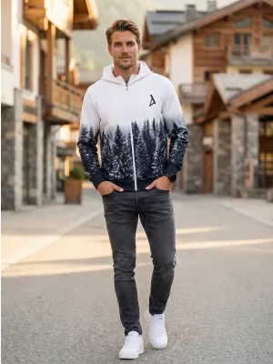 Férfi pulóver a zip prémiumon ALTISPORT VOJ/ALM058MI02 FEHÉR -GRAY