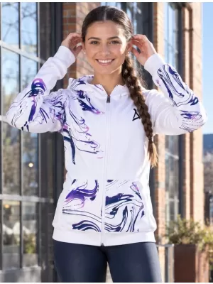 Női pulóver a zip prémiumon ALTISPORT VOJ/ALW064MI02 FEHÉR -VIOLET