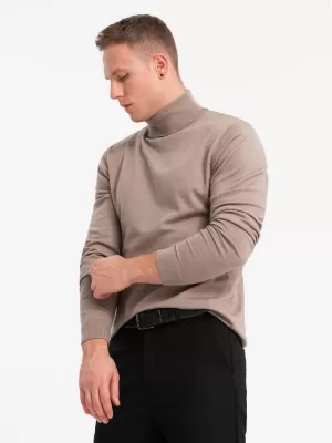 Férfi pulóver OMBRE OM-SWTN-0127 SÖTÉT BÉZS