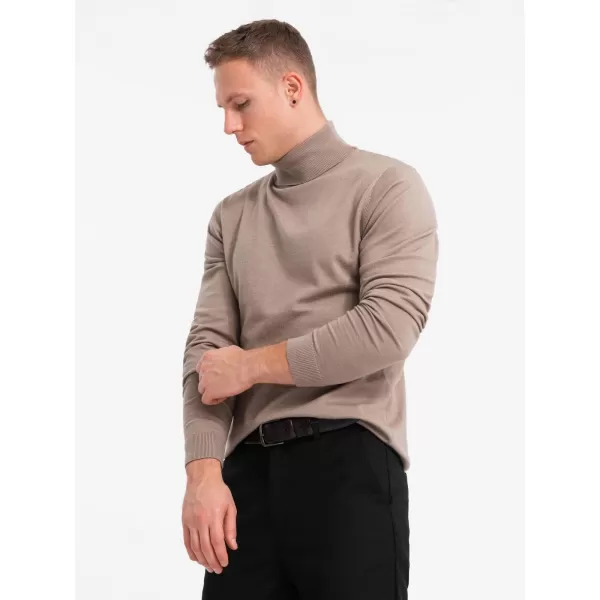  Férfi pulóver OMBRE OM-SWTN-0127 SÖTÉT BÉZS 