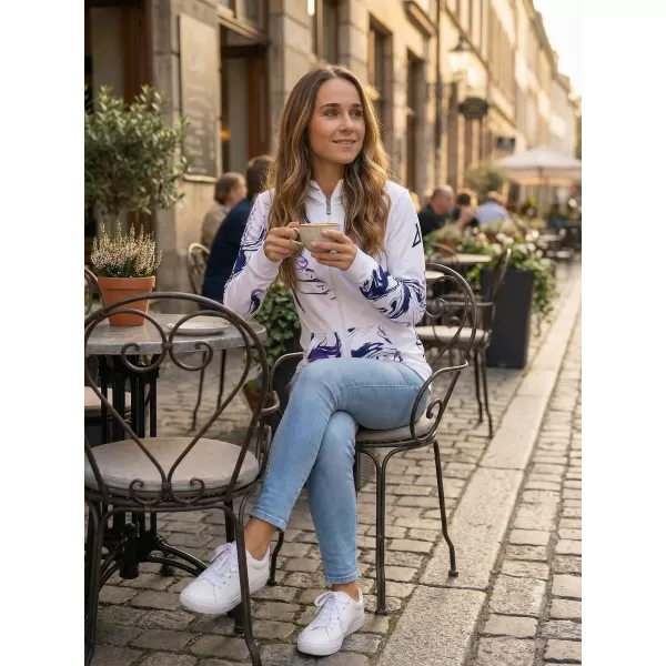 Női pulóver a zip prémiumon ALTISPORT VOJ/ALW064MI02 FEHÉR -VIOLET 