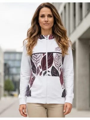 Női pulóver a zip prémiumon ALTISPORT VOJ/ALW061MI02 FEHÉR/BURGUNDIA