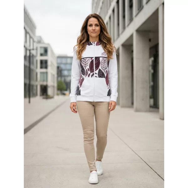  Női pulóver a zip prémiumon ALTISPORT VOJ/ALW061MI02 FEHÉR/BURGUNDIA 
